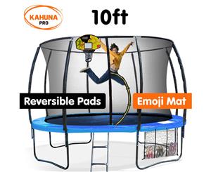 Kahuna Trampoline Pro 10ft - Reversible pad Emoji Mat Basketball Set