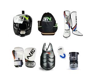 Kids Boxing Chest Guard Headgear Head Guard Shin Guard MMA Boxing Gloves with Free Teeth Guard and Hand Wrap