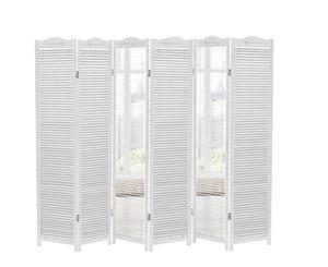 Levede 6 Panel Room Divider Screen Door Stand Privacy String Wood Fold White