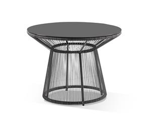 Luna Outdoor Round Wicker Glass Top Table - Outdoor Tables
