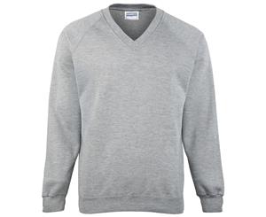 Maddins Childrens Unisex Coloursure V-Neck Sweatshirt / Schoolwear (Oxford Grey) - RW843