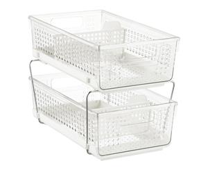 Madesmart Two Level Bathrooms Storage Basket Cosmetics With Dividers 2 Tier