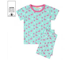 MeMaster - Baby Girls Flamingo SS Pyjama Set - Green
