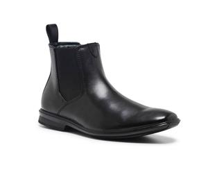 Men's Hush Puppies Chelsea Leather Boots Shoes - Black