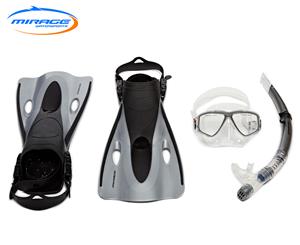 Mirage Ezi-Travel Mask Snorkel & Fin Set - Silver