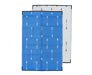 Modern Plastic Outdoor Rug | ARROWS Design Rectangle in Blue & White