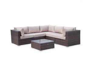 NAPOLI 5 Seater Outdoor Lounge Set Wicker | Exists in 3 COLOURS - Brown/Brown