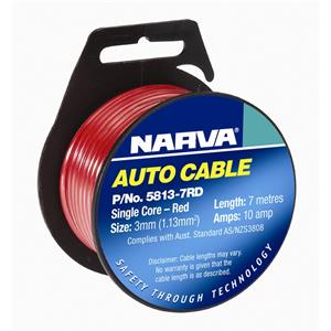 Narva 3mm x 7m 10Amp Red Auto Electrical Cable Roll