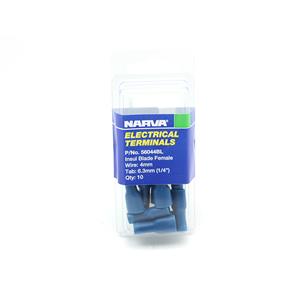 Narva 4mm Blue Electrical Terminal Female Blade Connector - 10 Pack