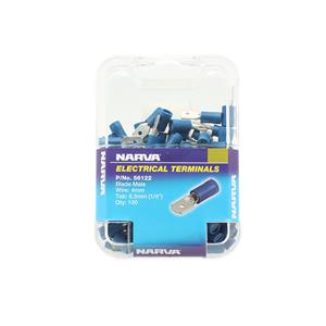 Narva 4mm Electrical Terminal Male Blade - 100 Pack
