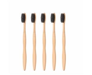 Natural Charcoal Bamboo Toothbrushes Adults Size-Pack of 5