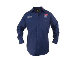 Newcastle Knights NRL LONG Sleeve Button Work Shirt NAVY