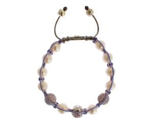 Nialaya Purple Cz Pearl 925 Silver Bracelet