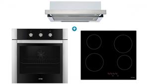 Omega 600mm Electric Oven with Ceramic Cooktop and Slide Out Rangehood