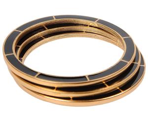 Oscar De La Renta 3-Piece Metal Bracelet Set - Black