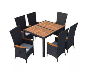 Outdoor Dining Set 13 Piece Wicker Rattan Acacia XXL Garden Table Chairs