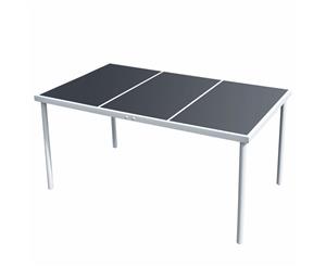 Outdoor Dining Table 150x90x74cm Black Glass Top Steel Garden Furniture