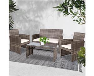 Outdoor Furniture Outdoor Lounge Setting Wicker Sofa Set Patio Mixed Grey Gardeon 4PCS Mixed Grey