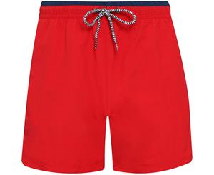 Outdoor Look Mens Sparky Contrast Elasticated Swim Shorts - Red/Navy