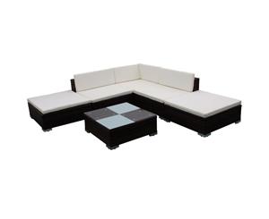 Outdoor Lounge Set Brown Poly Rattan Couch Table Furniture Garden Sofa