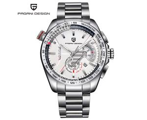 PAGANI Men's Watch Luxury Stainless Steel Band Wristwatch Waterproof Chronograph Date-Day Watch for Male