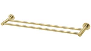 Phoenix Radii 600mm Round Plate Double Towel Rail - Brushed Gold