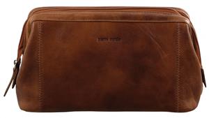 Pierre Cardin Rustic Toiletry Leather Bag - Cognac