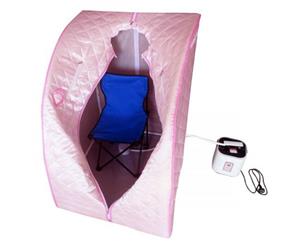 Portable Steam Sauna Tent Pink with Chair & Hat for Detox/Weight Loss