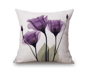 Purple Watercolor Flowers on Cotton & linen Pillow Cover W-45 81215