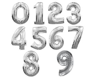 Qualatex 34 Inch Metallic Silver Number Balloons (0-9) (Silver) - SG4502