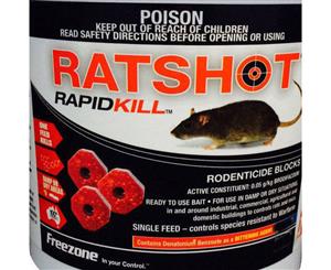 Ratshot Rapidkill Rat Mouse Rodent Poison Bait Blocks Brodifacoum One Feed 250Gm