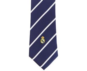 Real Madrid Cf Mens Official Striped Football Crest Neck Tie (Blue/White) - SG3584