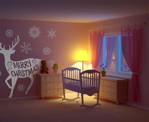 Reindeer & Snowflakes Wall Decal - White