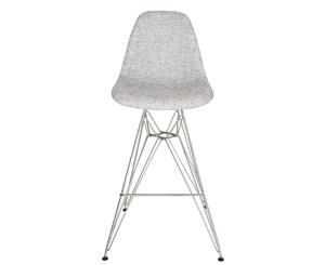 Replica Eames DSR Bar / Kitchen Stool | Fabric Seat | Chrome Legs - Textured Light Grey