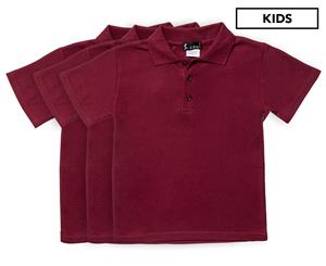 S. Cool Kids' School Polo 3-Pack - Burgundy