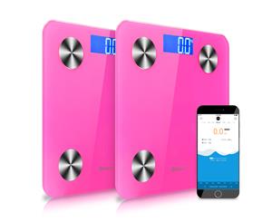 SOGA 2x Wireless Bluetooth Digital Body Fat Scale Bathroom Health Analyser Weight Pink