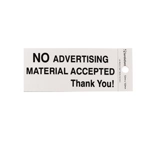 Sandleford 100 x 50mm No Advertising Silver Self Adhesive Sign