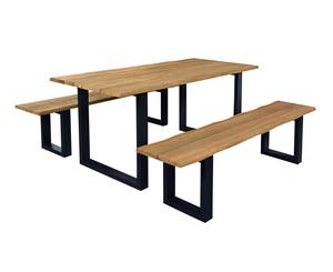 Santai 1.8M With Bench Seats Outdoor Teak Timber And Dining Table - Honey - Outdoor Teak Dining Settings