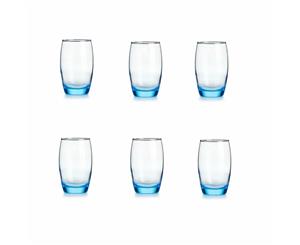 Set of 6 Glass Drinkware Set - 12oz-Blue