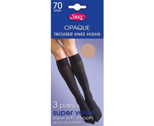 Silky Womens/Ladies Opaque 70 Denier Trouser Socks (3 Pairs) (Natural) - LW194