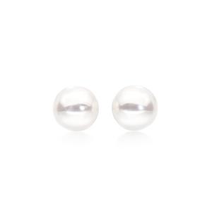 Silver 6x6.5mm Grade A Cultured Freshwater Pearl Stud Earrings