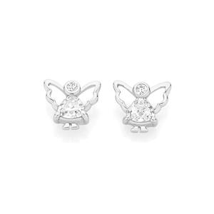 Silver CZ Angel Stud Earrings