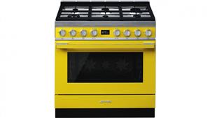 Smeg 900mm Portofino Pyrolytic Freestanding Cooker - Sunshine Yellow