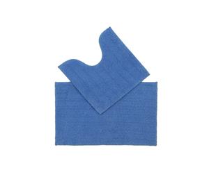 Solid Microfiber Bath Mat Set - Cornflower Blue