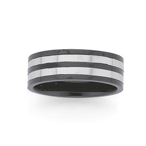 Stainless Steel Two Row with Black Border Ring