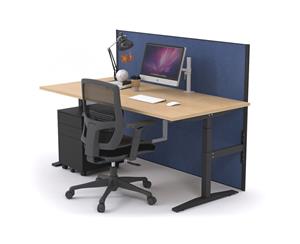Stand Up - Manual Height Adj T Desk Black Frame [1200L x 800W] - maple ocean fabric