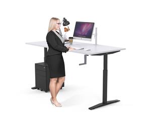 Stand Up - Manual Height Adj T Desk Black Frame [1200L x 800W] - white none