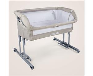 Star Kidz 2019 Intimo Deluxe Baby Bedside Bassinet - Silver Cloud