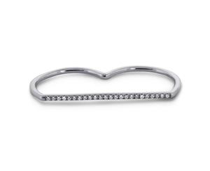 Sterling Silver 1.1mm Two Finger Bar Ring- size 7