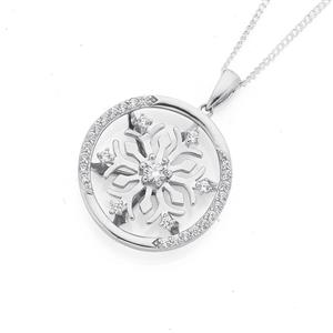 Sterling Silver CZ Spinning Snowflake Pendant